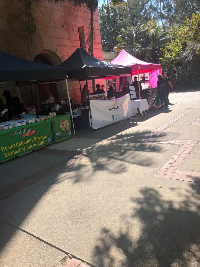 Bismillah Supply’s biryani, samosa and curry puff stall at an outdoor Urban Pop Ups market in Perth